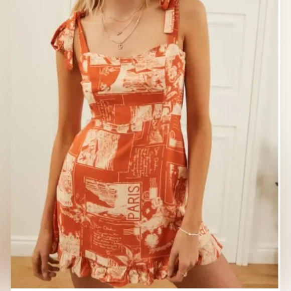 Urban Outfitters Dresses & Skirts - Urban Outfitters orange and Cream Mini Dress 🍊